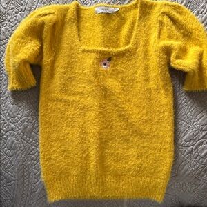 Greylin Yellow Sweater with Floral Accent
